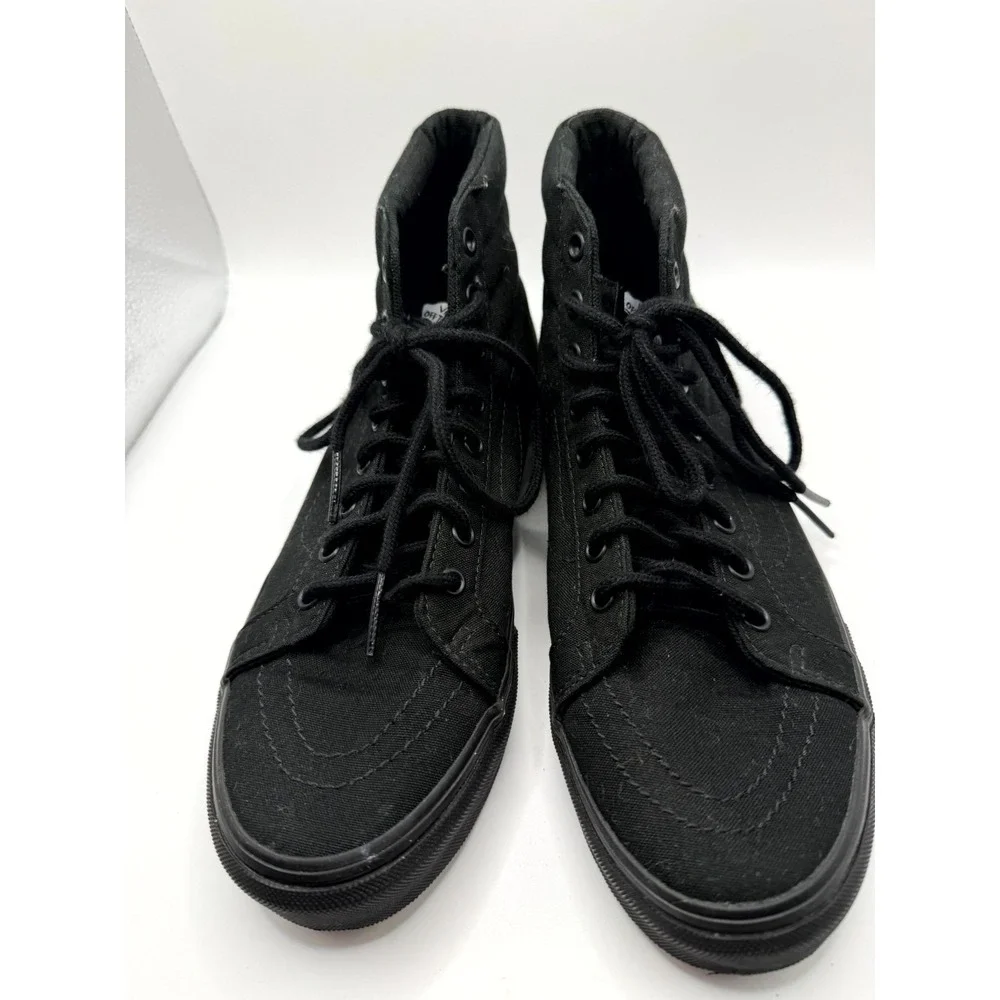 Vans Skate Sk8-Hi Mens 7 Shoes Triple Black Canvas‎ High Top Skateboard Shoes